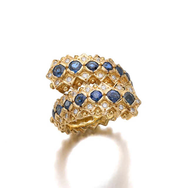 A Sapphire, Diamond and Gold Ring, Ilias Lalaounis