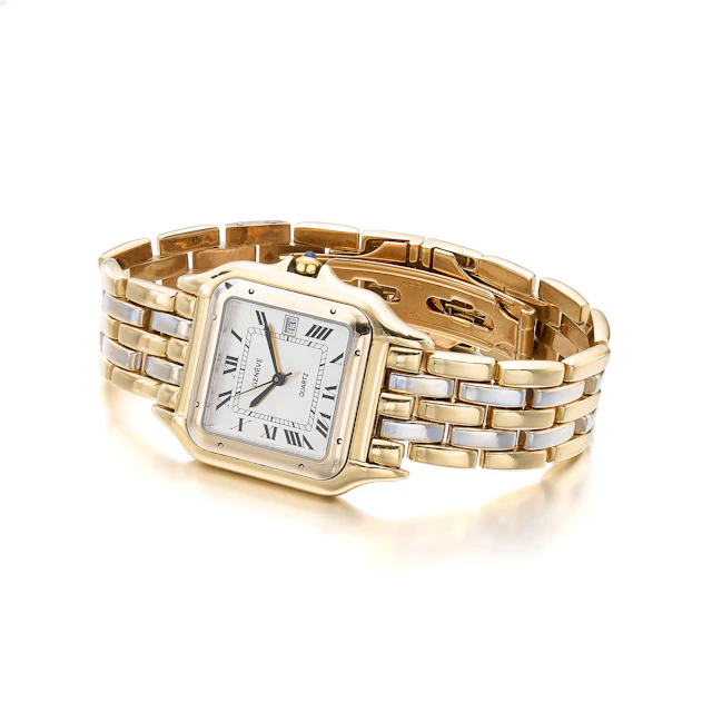 A Lady's White and Yellow Gold Wristwatch, by Geneve