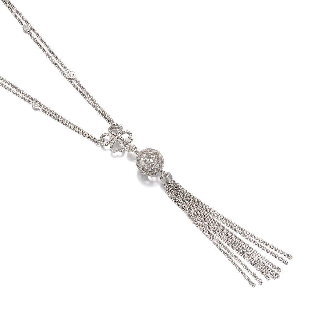 A Diamond and White Gold Pendant Necklace
