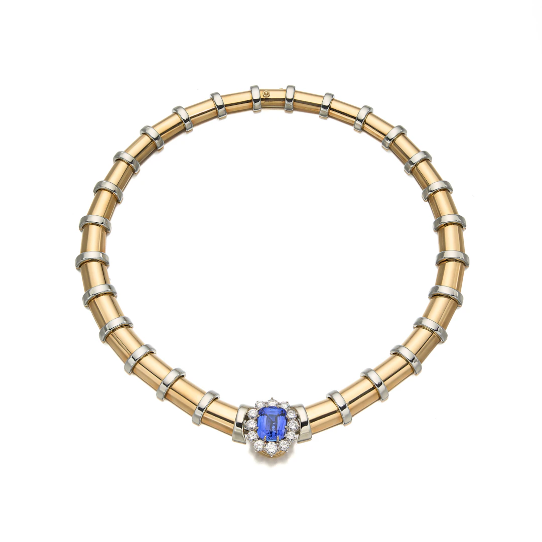 A Tanzanite, Diamond and Two-Tone Gold Necklace, Cavelti