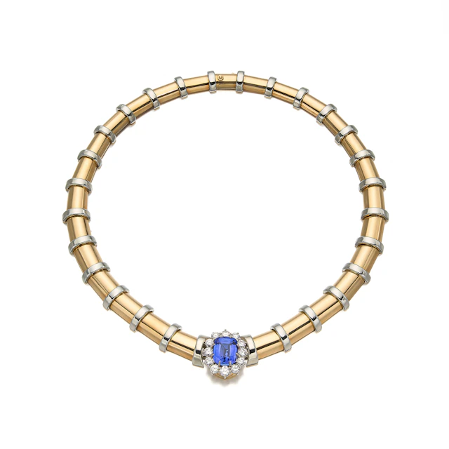 A Tanzanite, Diamond and Two-Tone Gold Necklace, Cavelti