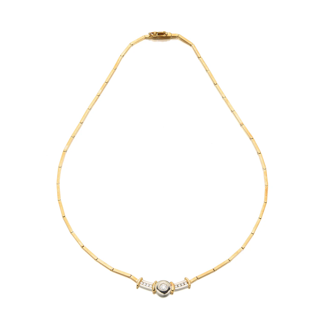 A Diamond and Two-Tone Gold Necklace