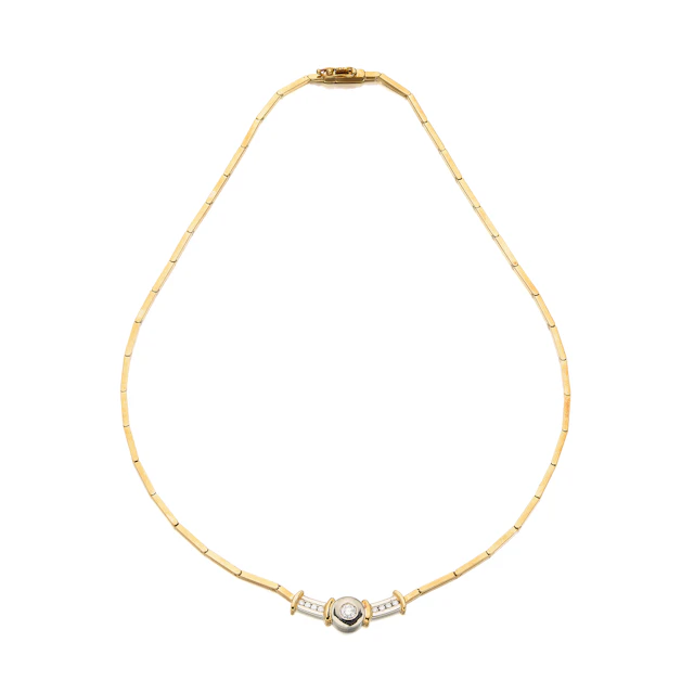 A Diamond and Two-Tone Gold Necklace