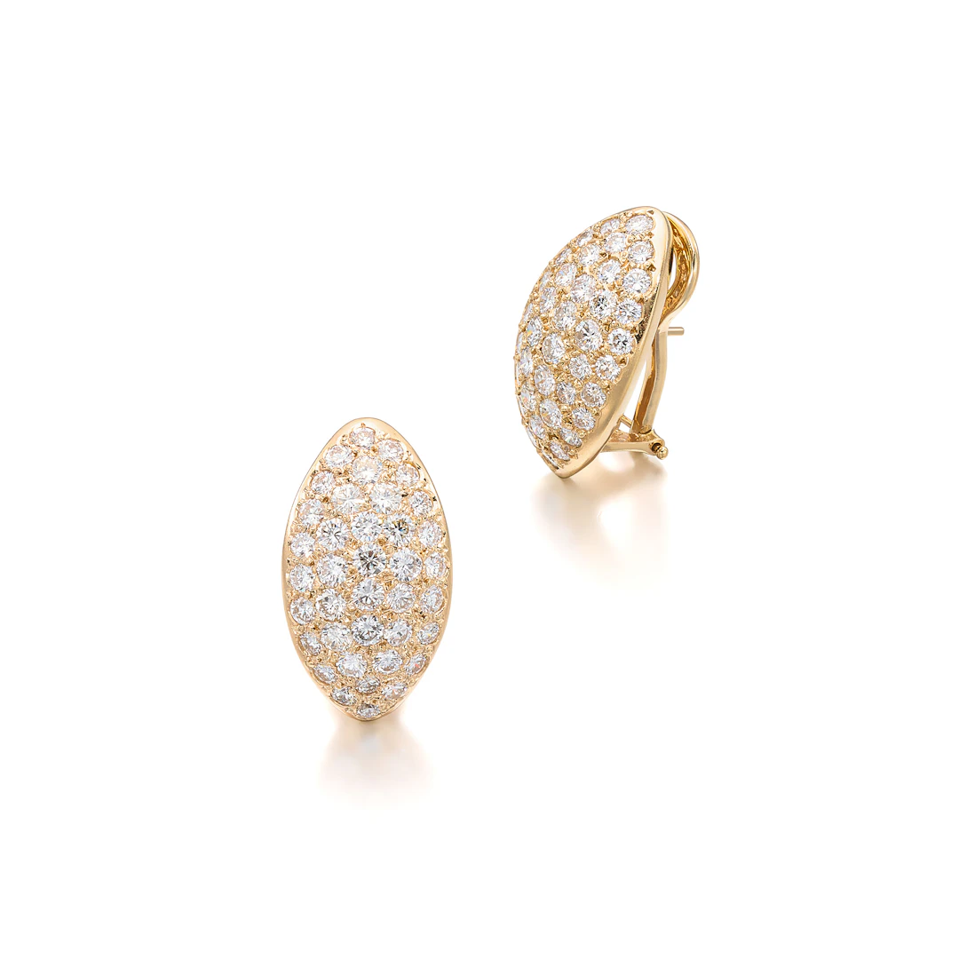 A Pair of Diamond and Gold Ear Clips