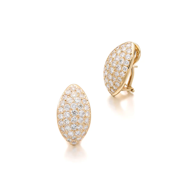 A Pair of Diamond and Gold Ear Clips