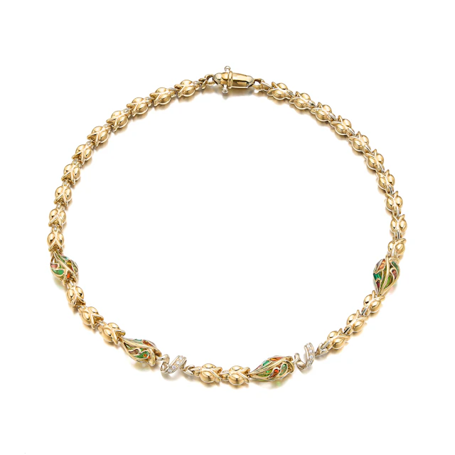 An Enamel and Gold Necklace