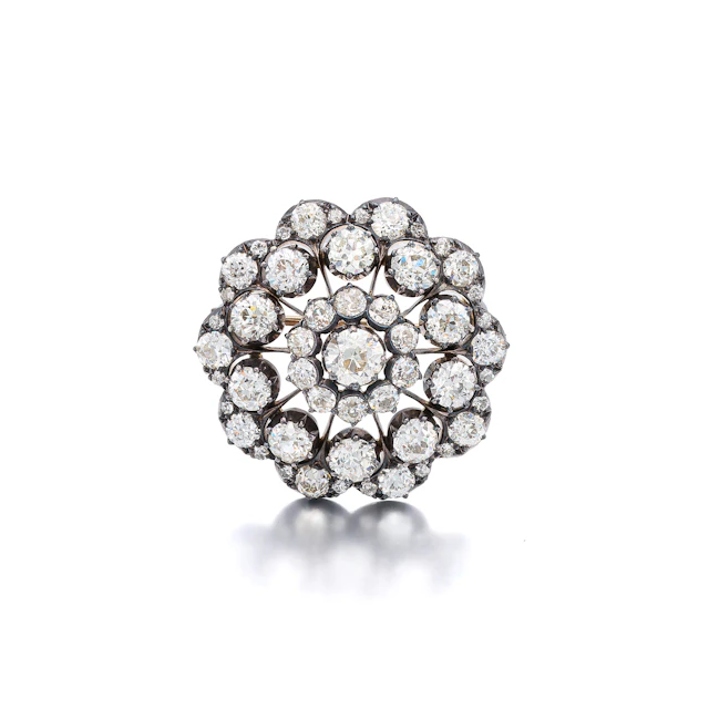 An Antique Diamond, Silver and Gold Brooch, circa 1880