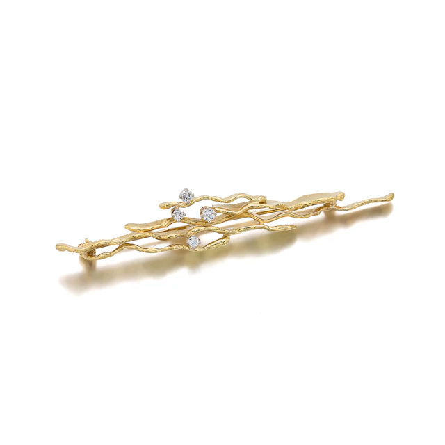A Diamond and Gold Brooch, Retailed by Birks, Cavelti