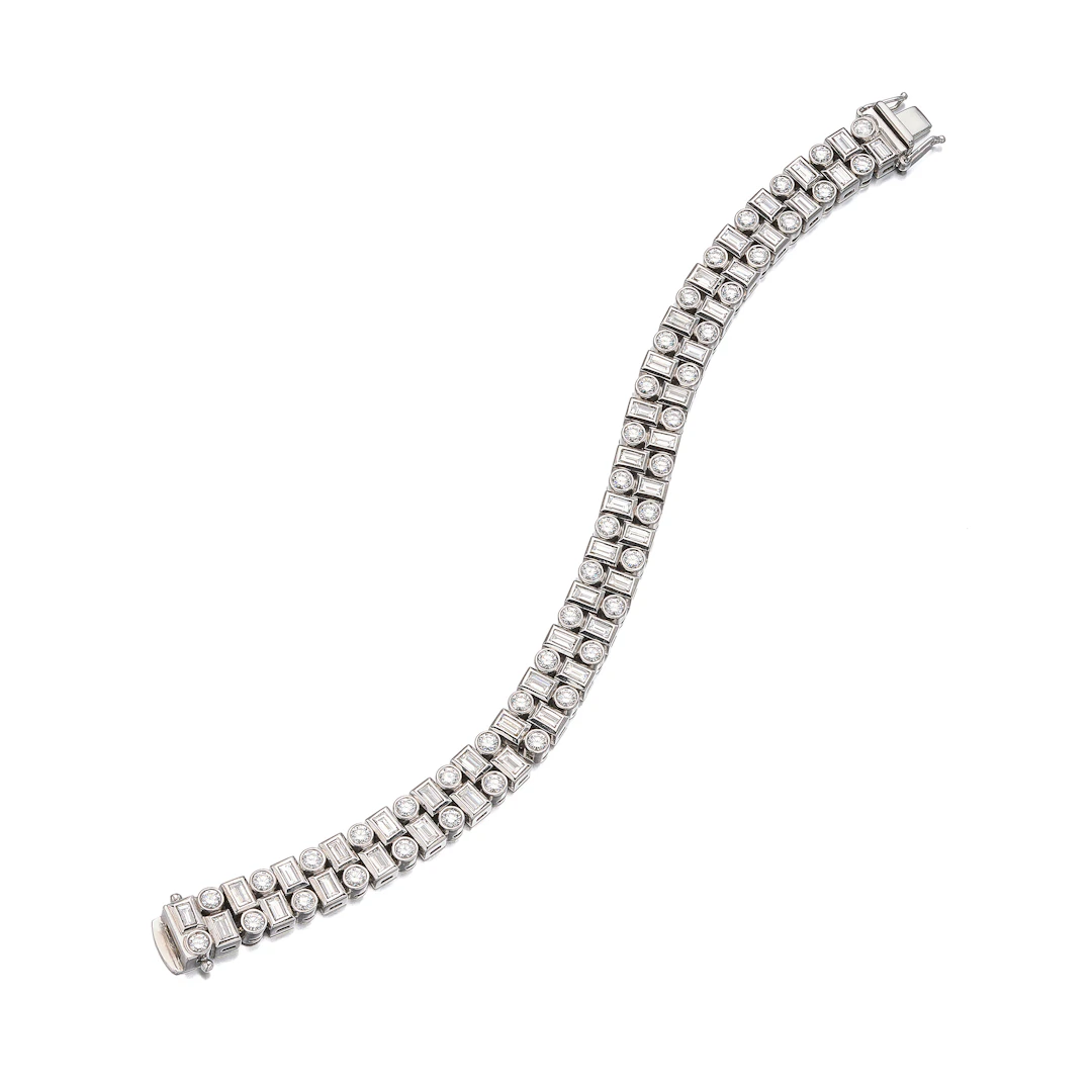A Diamond and White Gold Bracelet