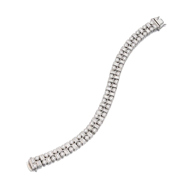 A Diamond and White Gold Bracelet