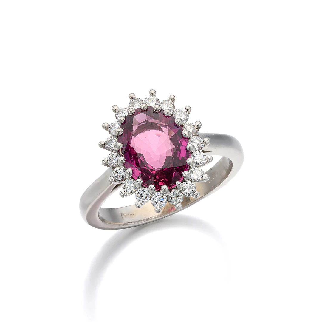 A Ruby, Diamond and White Gold Ring