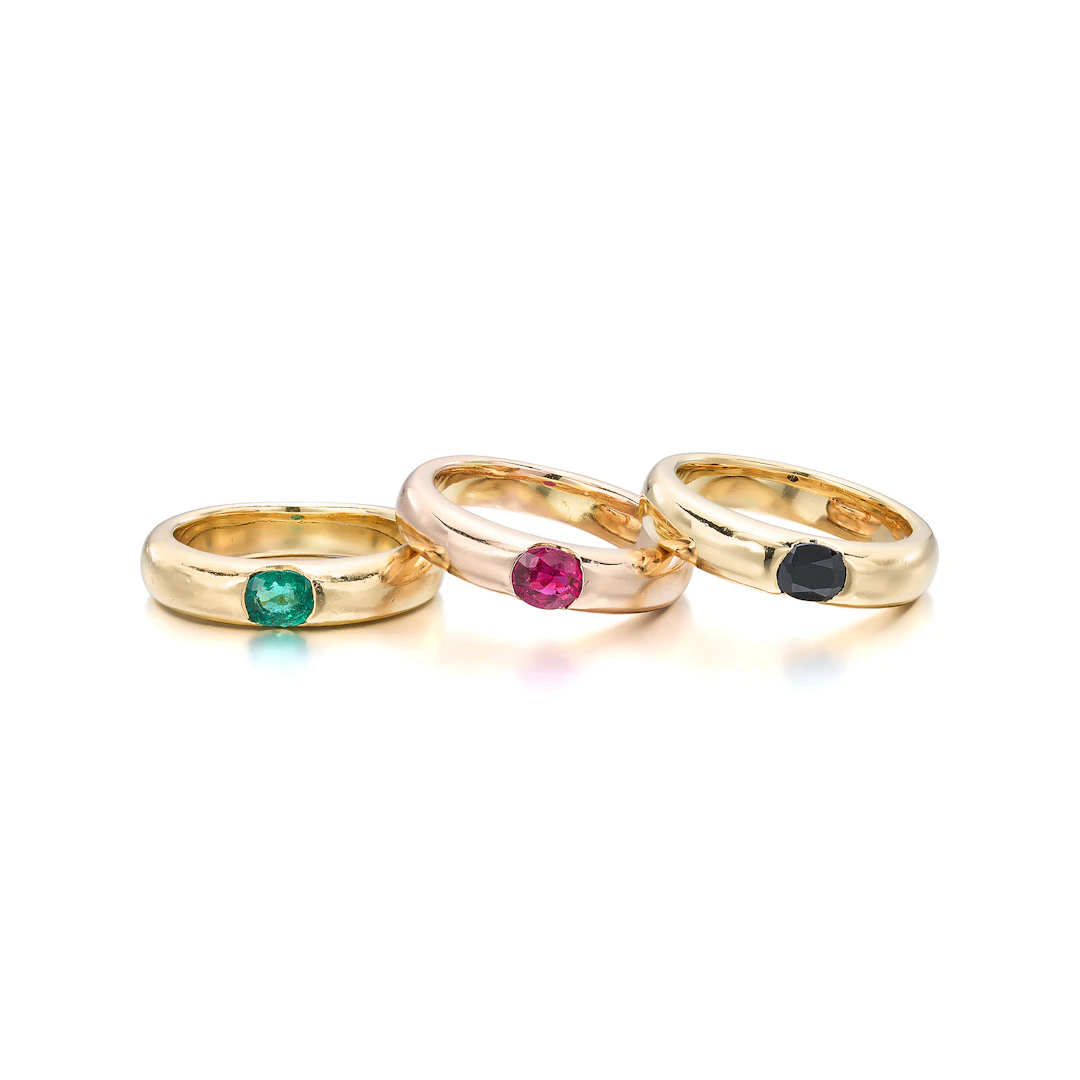 Three Multi-Gem and Gold Rings