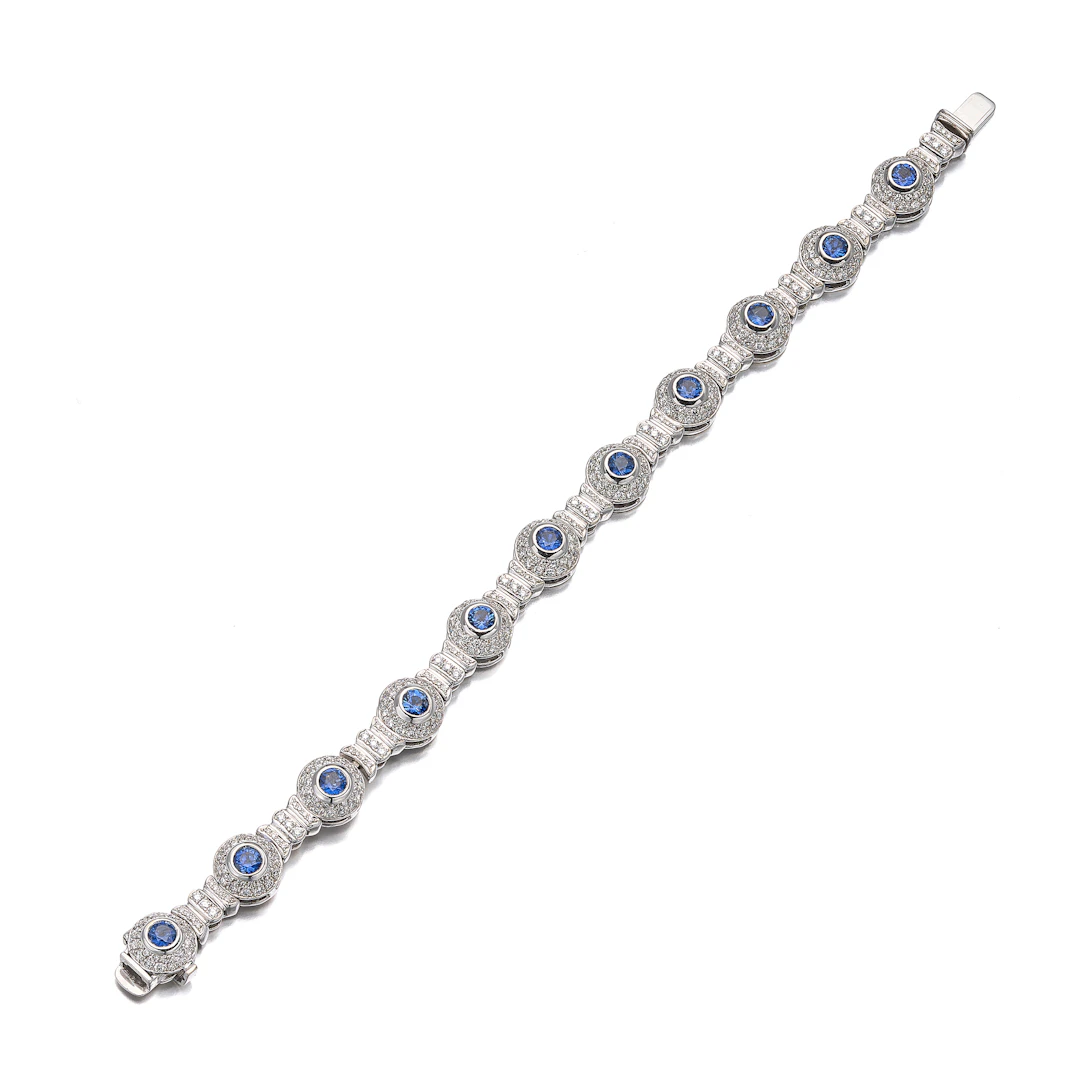 A Sapphire, Diamond and White Gold Bracelet