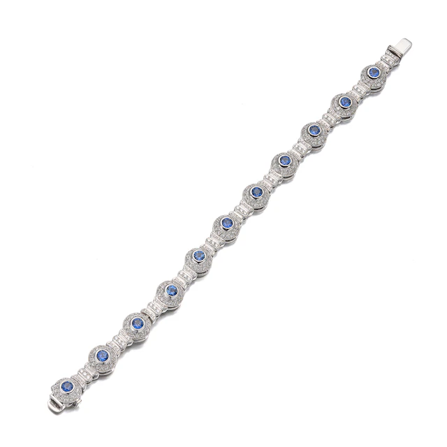 A Sapphire, Diamond and White Gold Bracelet