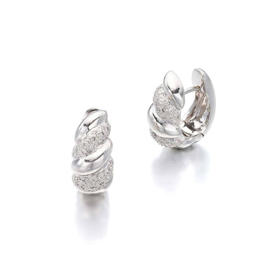 A Pair of Diamond and White Gold Earrings