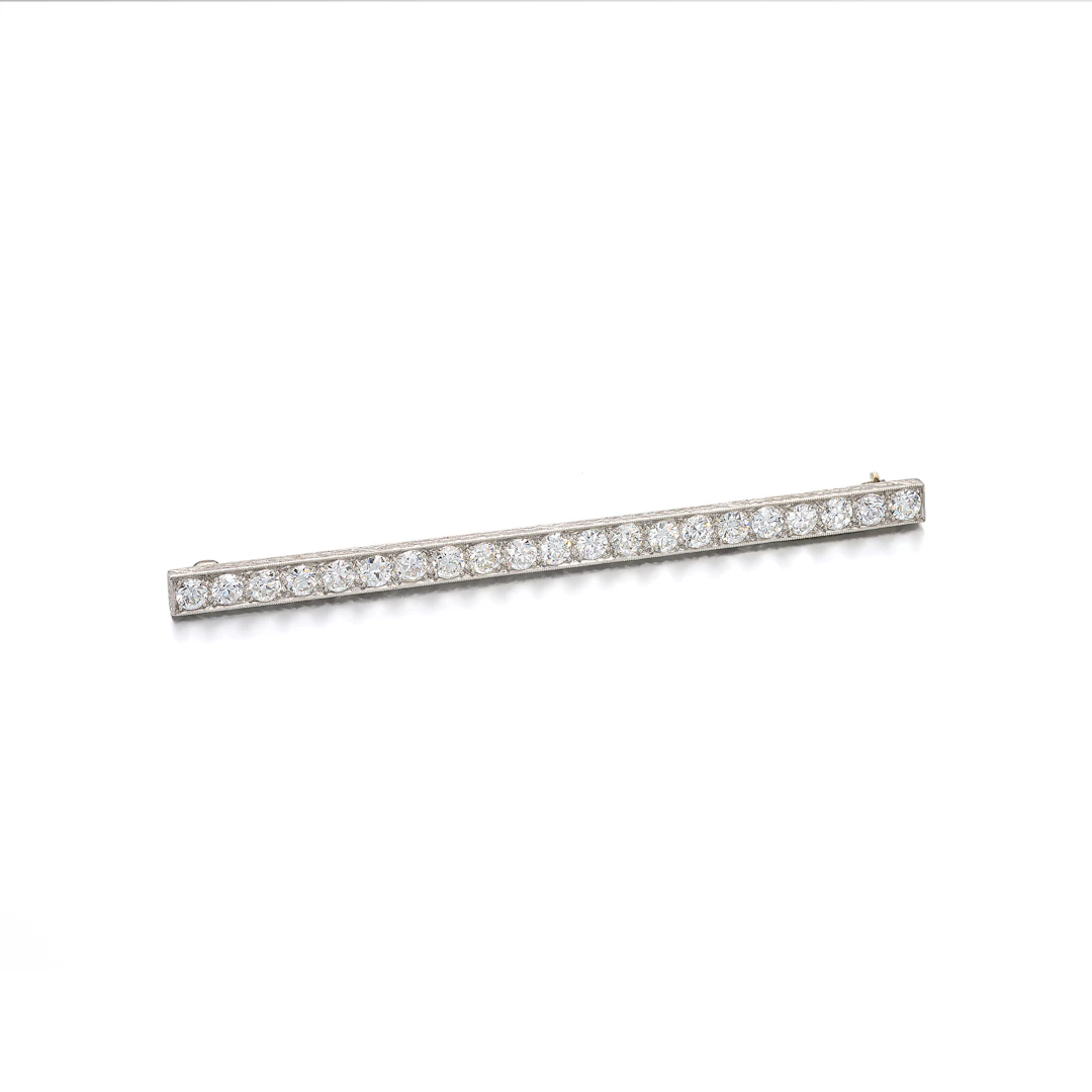 A Diamond and Platinum Bar Brooch, circa 1930