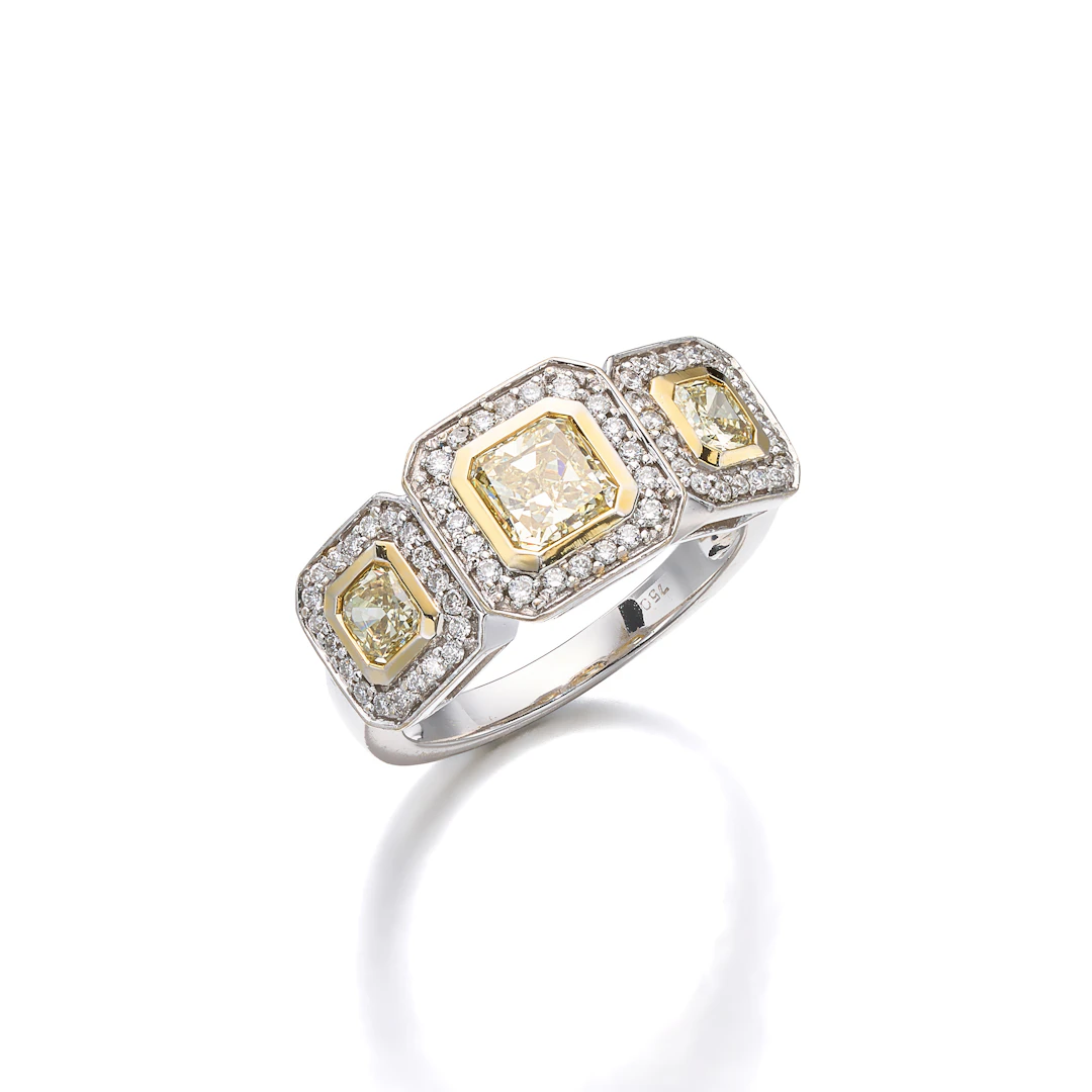 A Coloured Diamond and White Gold Ring