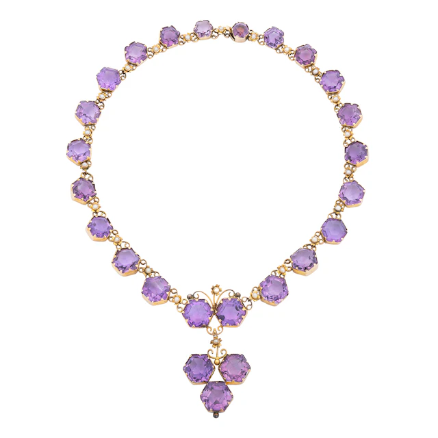 Antique Amethyst, Seed Pearl and Gold Necklace, circa 1900