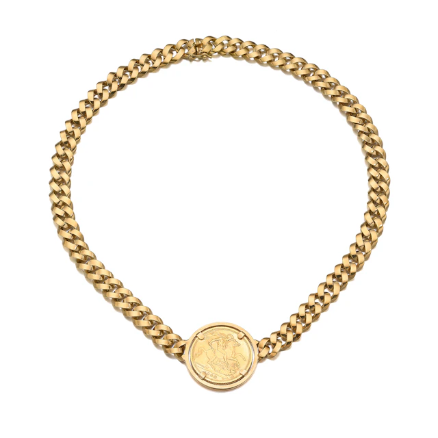 A Gold Coin and Gold Necklace