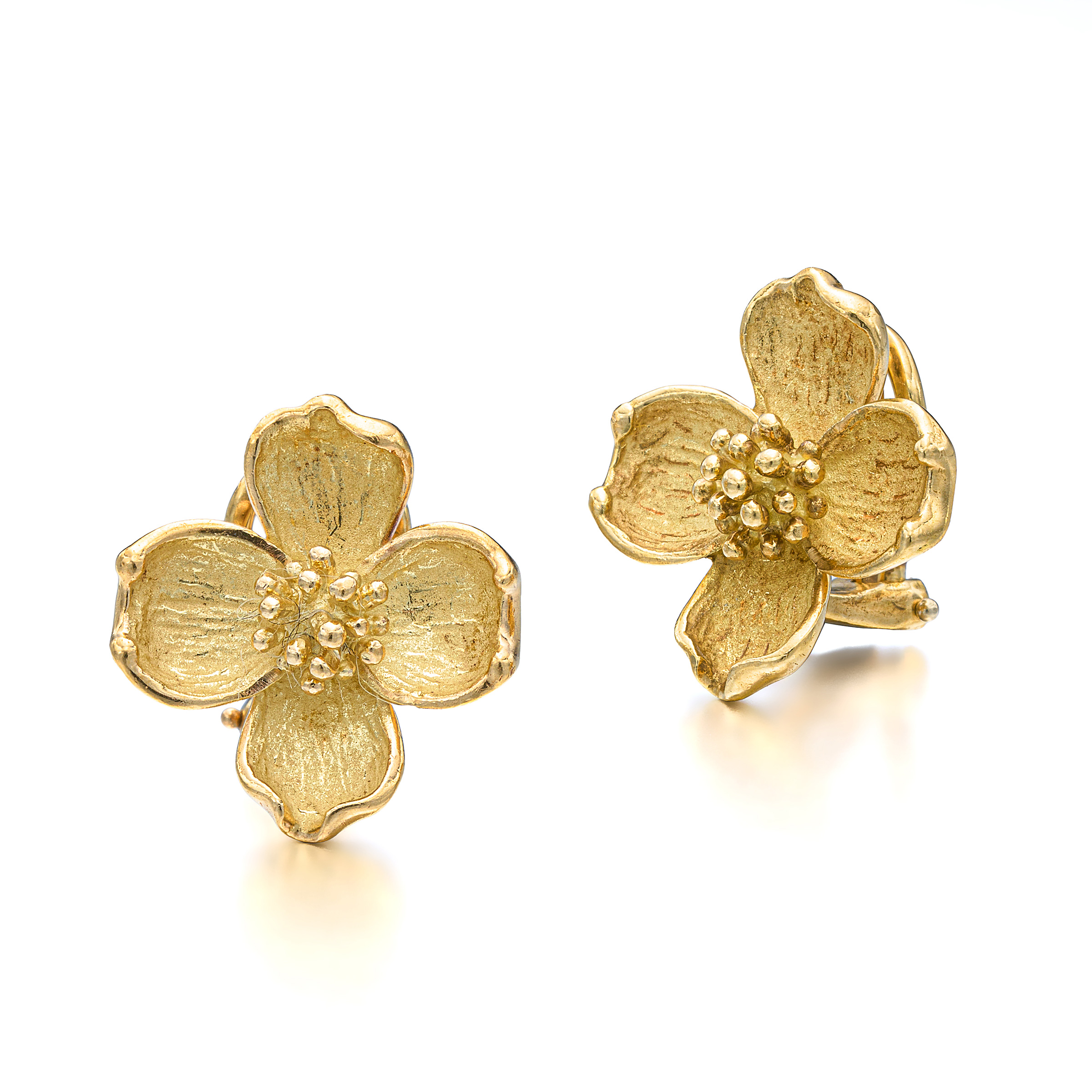 A Pair of Gold 'Dogwood' Ear Clips, Tiffany & Co.
