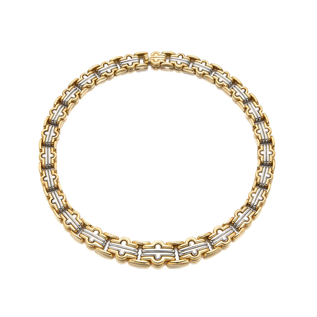 A Gold and Stainless Steel Necklace, Bulgari