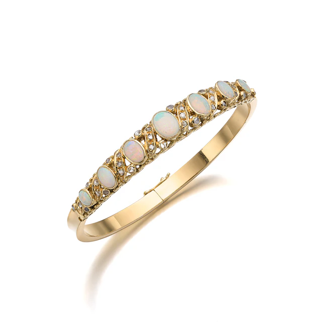 An Opal and Gold Bangle Bracelet