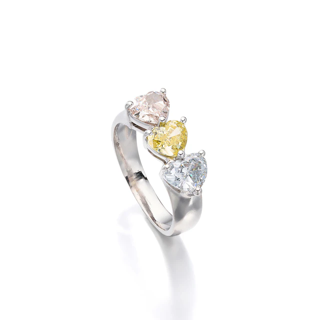 A Coloured Diamond and White Gold Ring