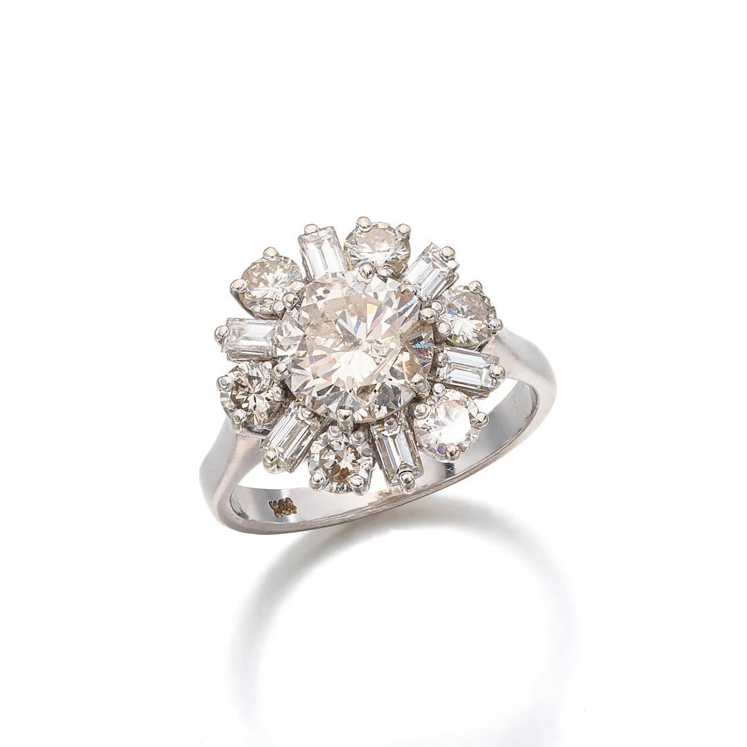 A Diamond and White Gold Ring