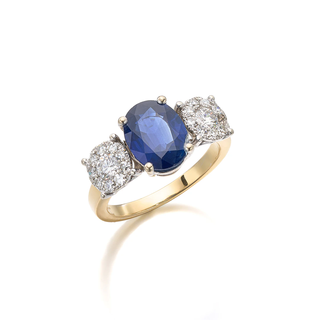 A Sapphire, Diamond and Gold Ring