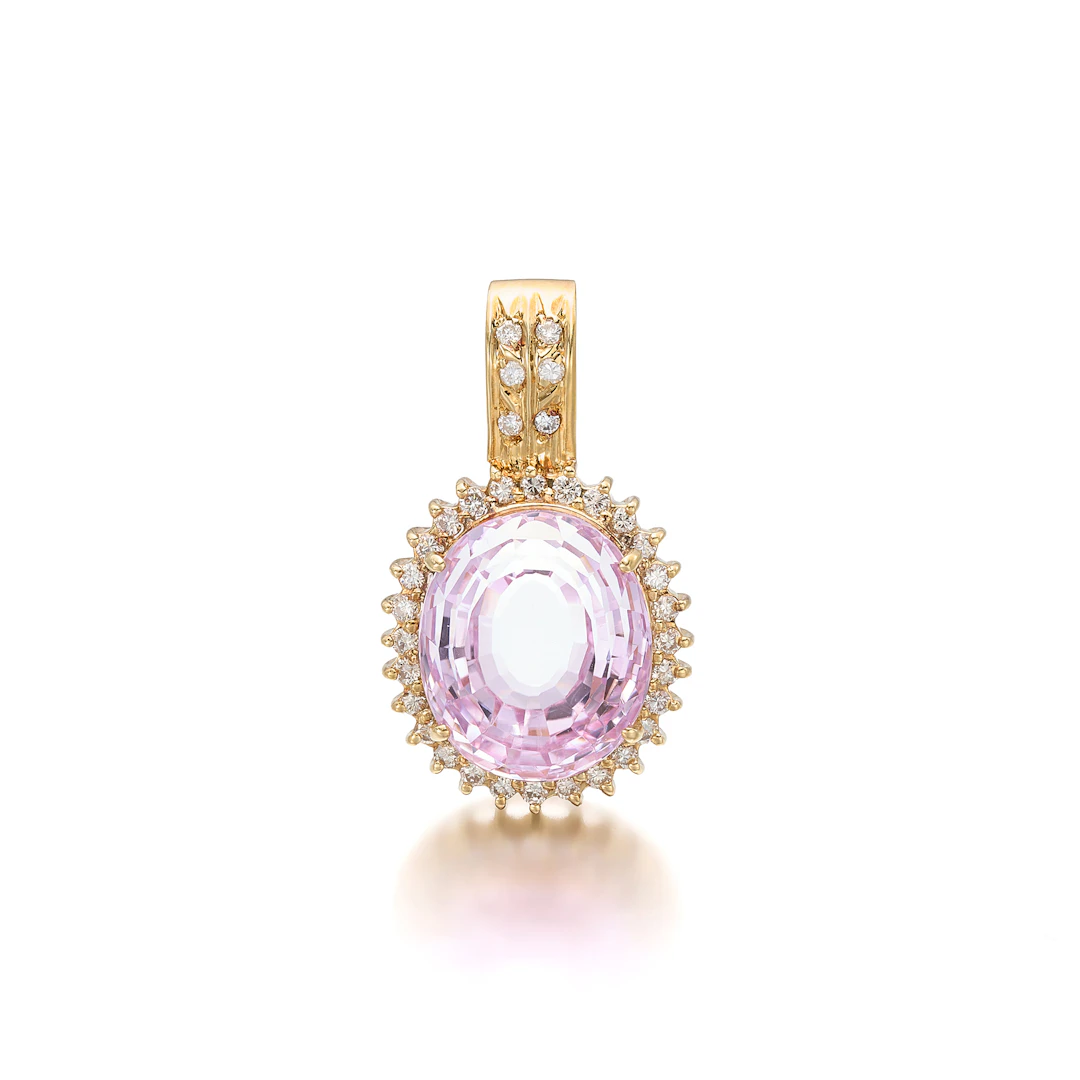 A Kunzite, Diamond and Gold Pendant/Enhancer