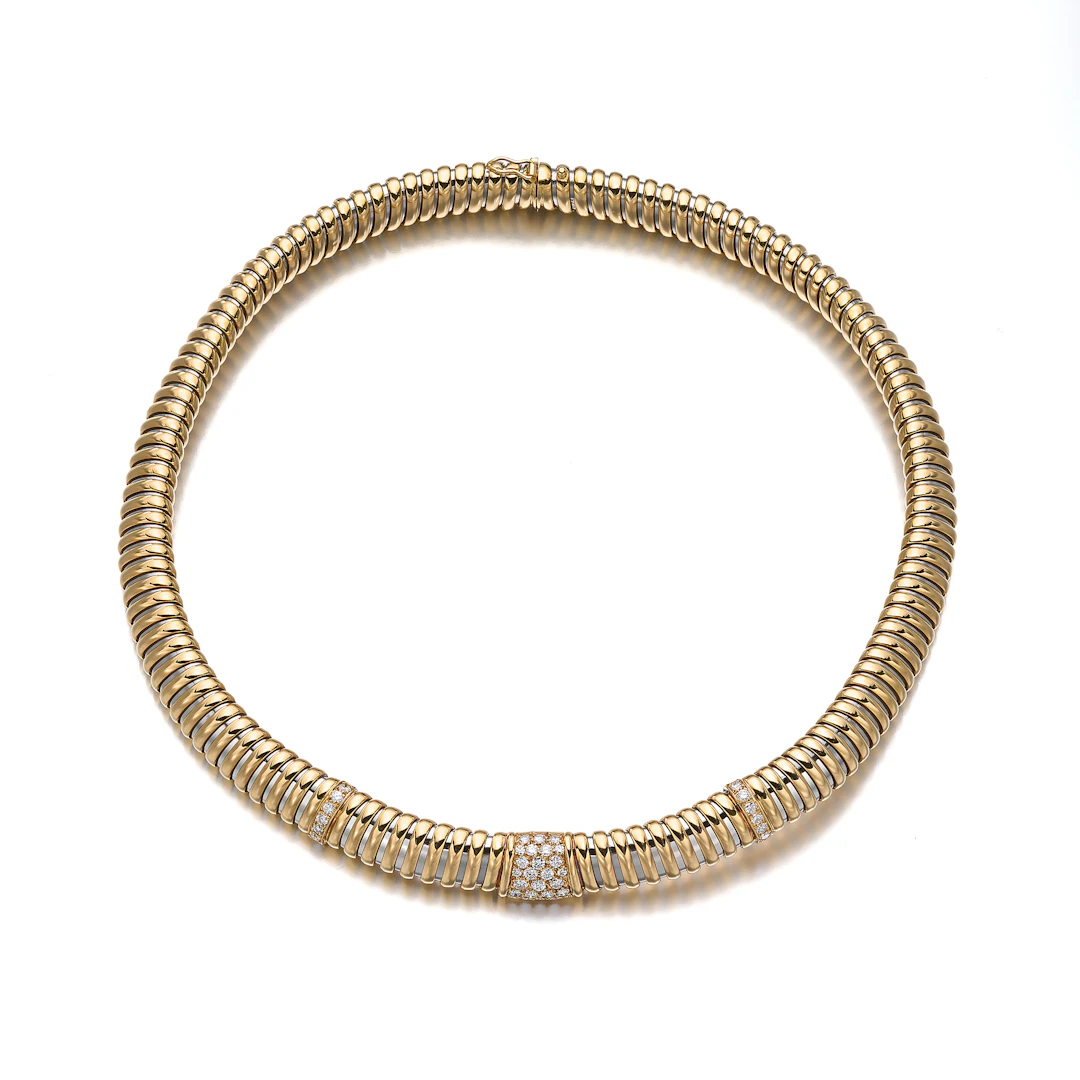 A Diamond, Stainless Steel and Gold Necklace, Cartier