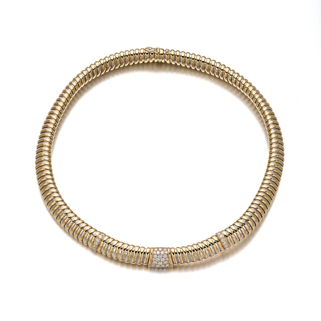 A Diamond, Stainless Steel and Gold Necklace, Cartier
