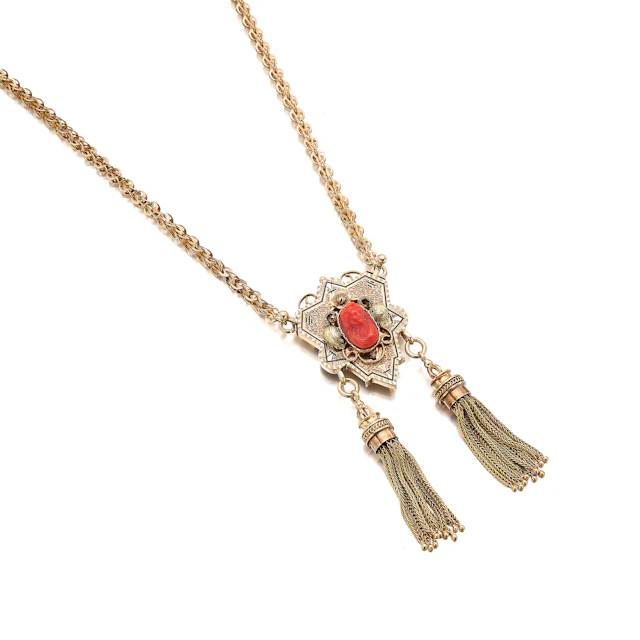 An Antique Coral, Enamel and Gold Pendant/Brooch Necklace