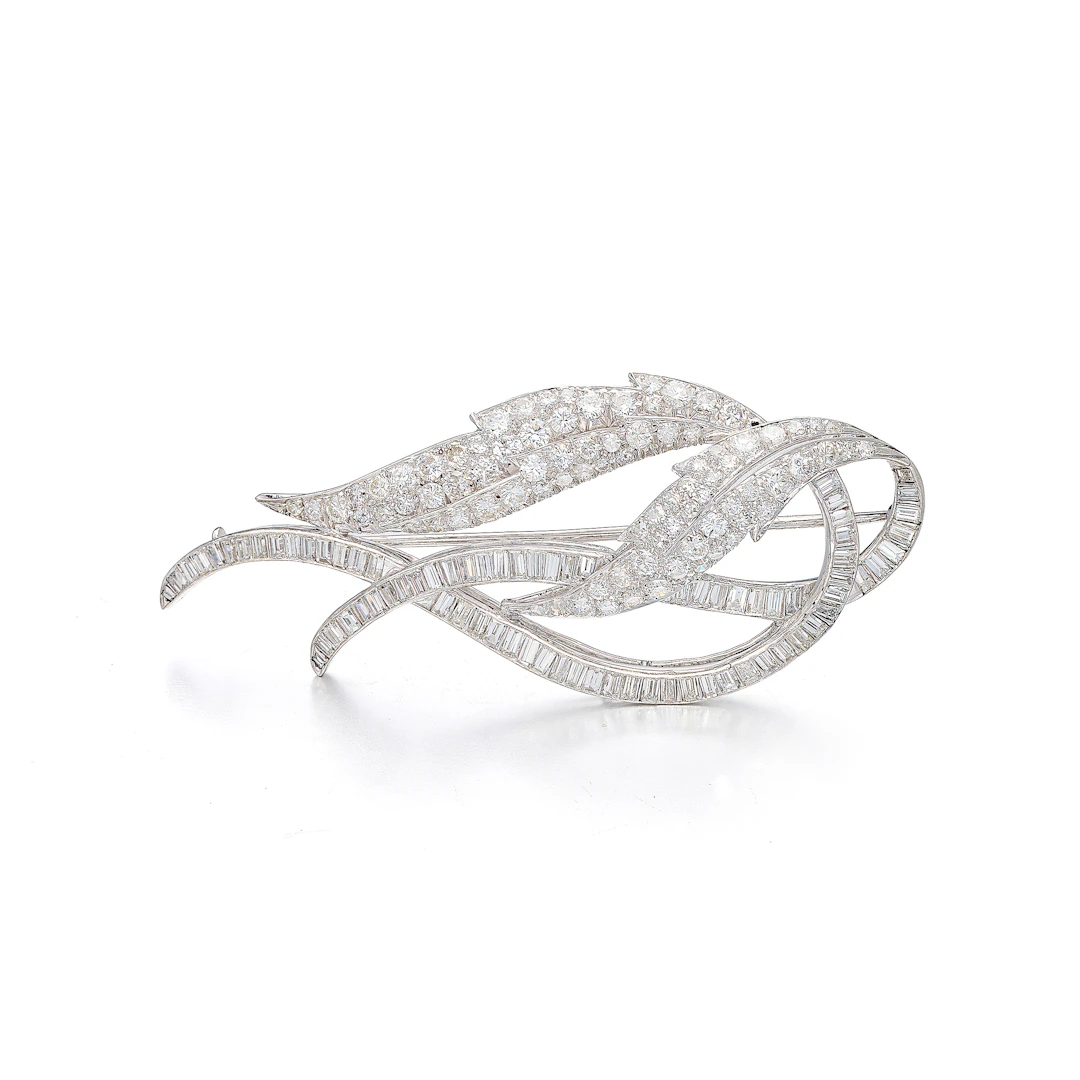 A Diamond and Platinum Brooch