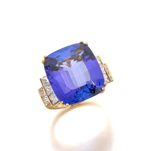 A Tanzanite, Diamond and Gold Ring, circa 1994