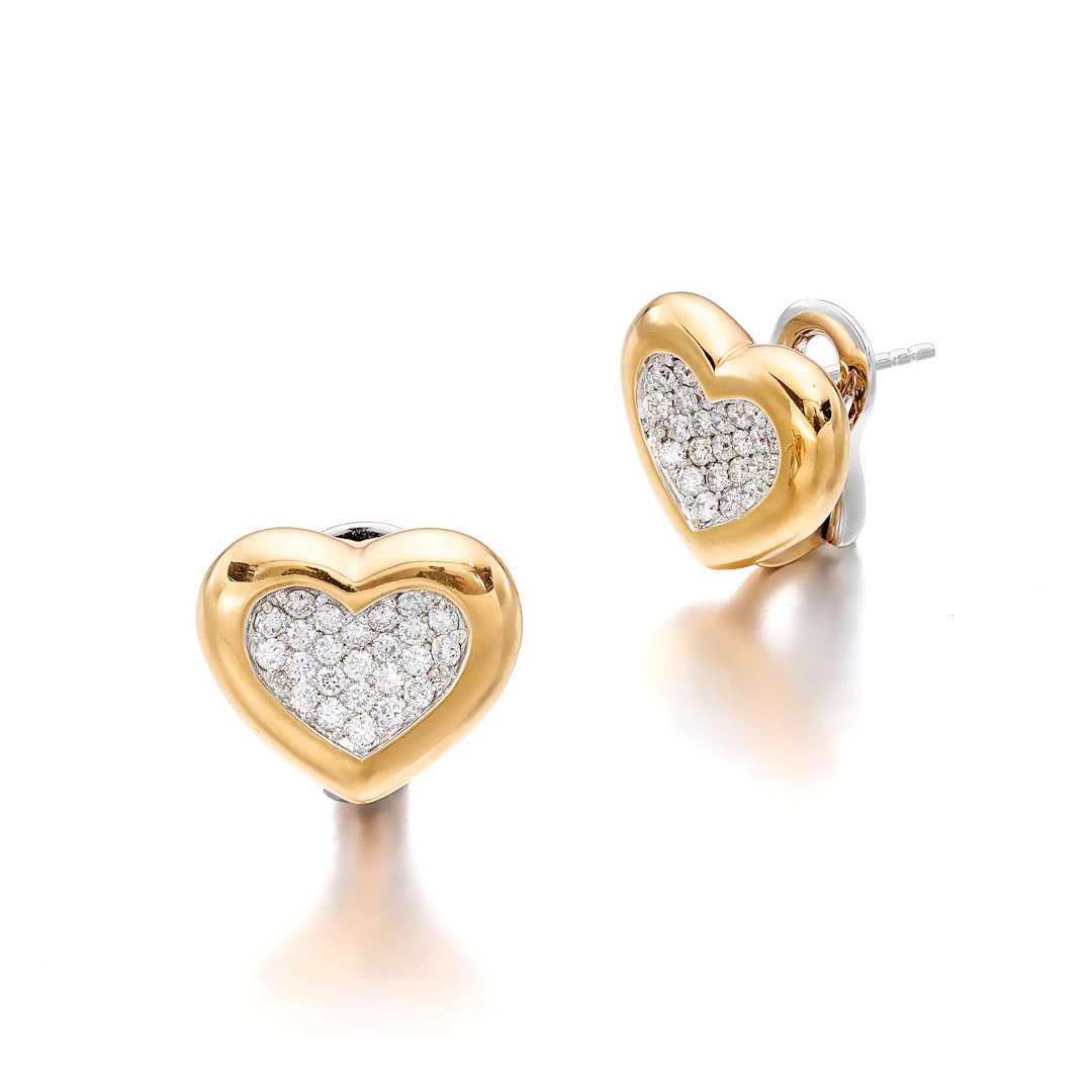 A Pair of Diamond and Gold Ear Clips