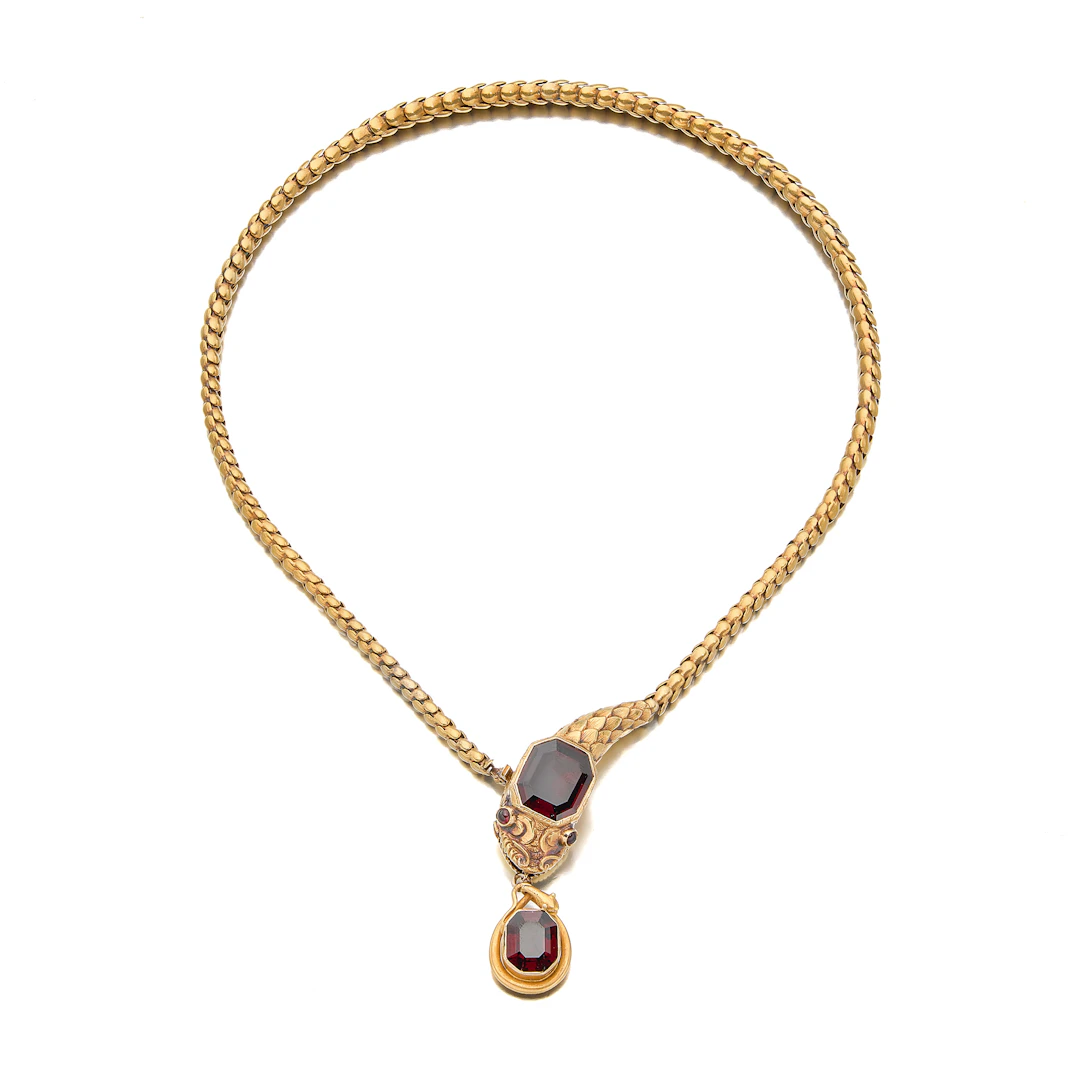 An Antique Garnet and Gold Memory Necklace, circa 1870