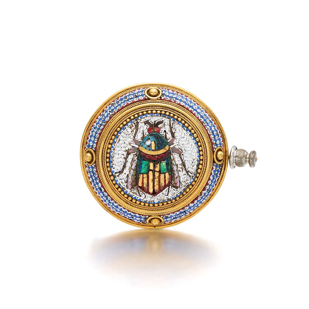 An Antique Micromosaic and Gold Brooch, circa 1850