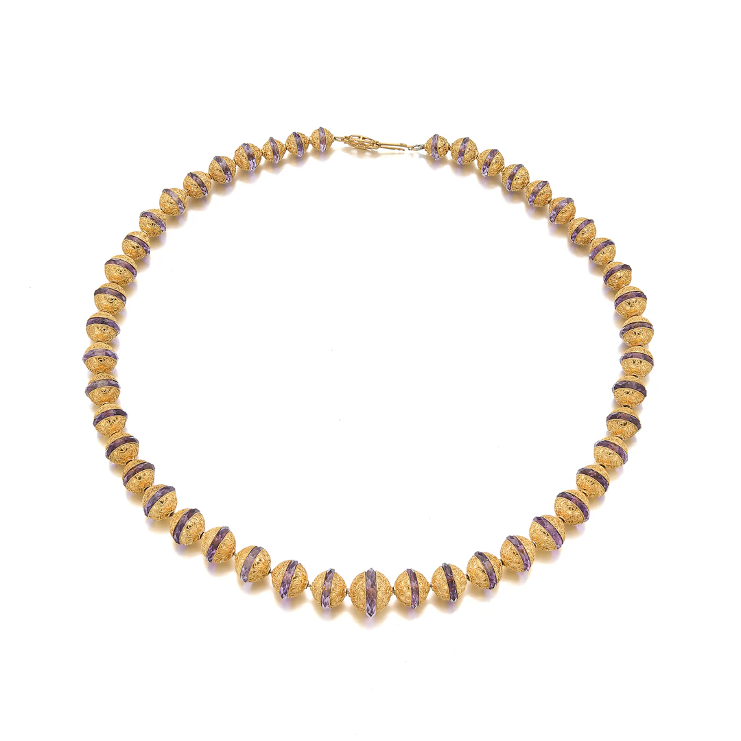 An Amethyst and Gold Necklace