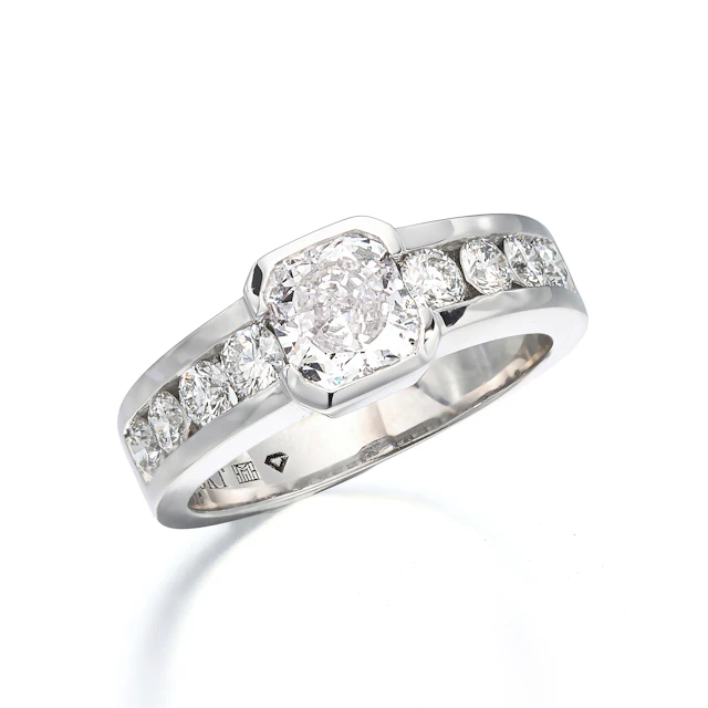 A Coloured Diamond and White Gold Ring