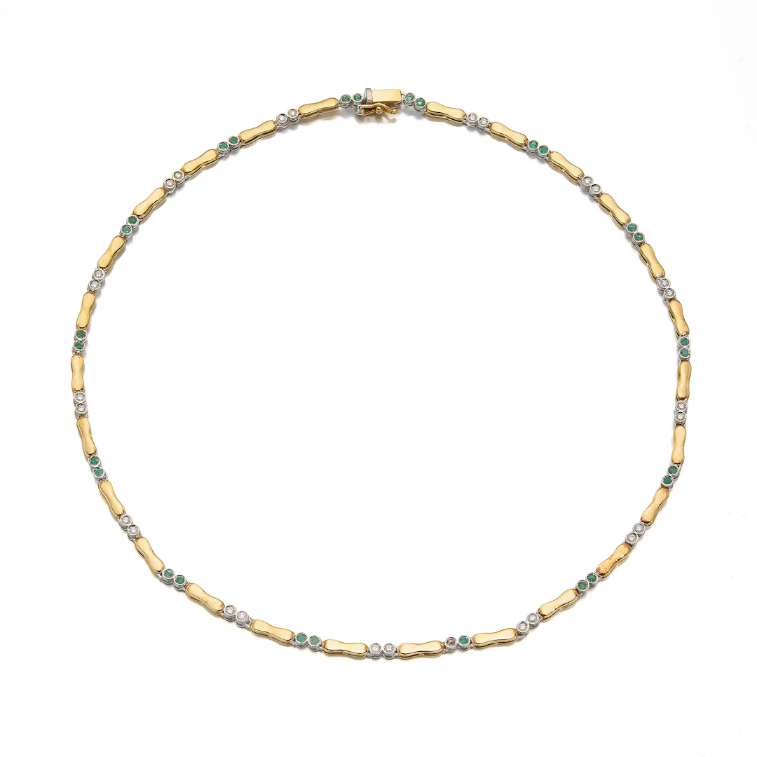 An Emerald, Diamond and Gold Necklace