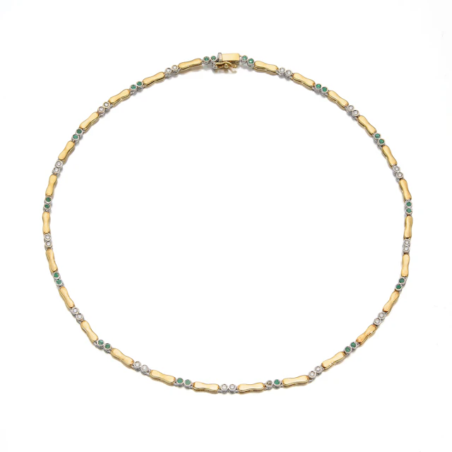 An Emerald, Diamond and Gold Necklace