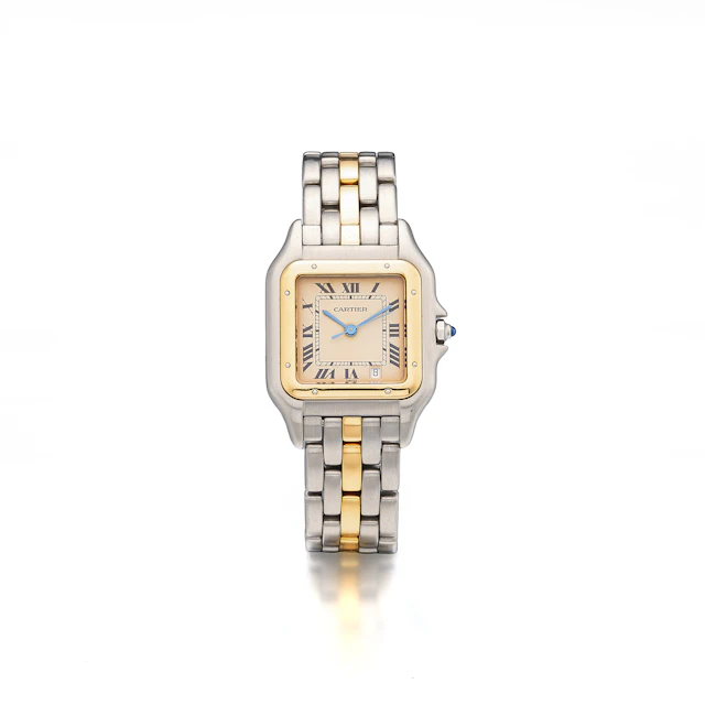 A Stainless Steel and Gold 'Panthère' Wristwatch, Ref. 187949, Cartier