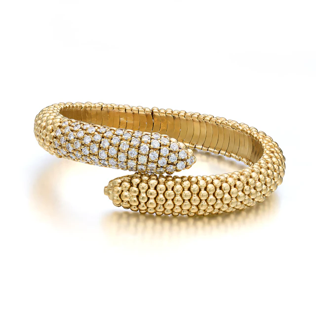 A Diamond and Gold Bangle Bracelet