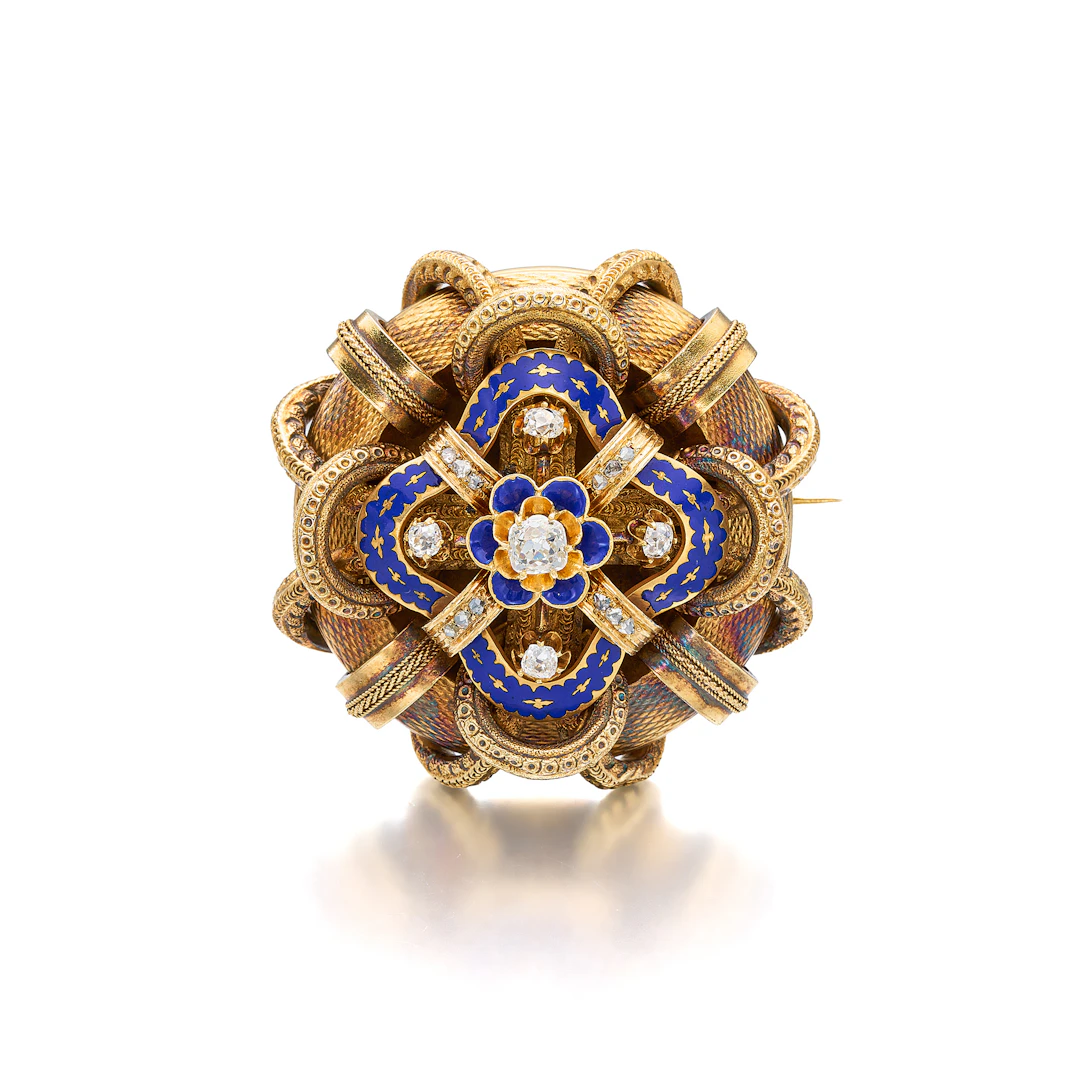 An Antique Diamond, Enamel and Gold Pendant/Brooch