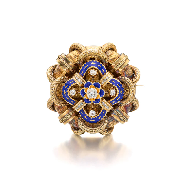 An Antique Diamond, Enamel and Gold Pendant/Brooch