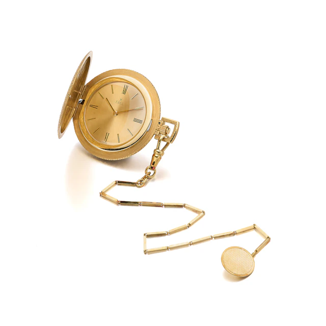 A Gold Pocket Watch and Fob Chain, Ebel