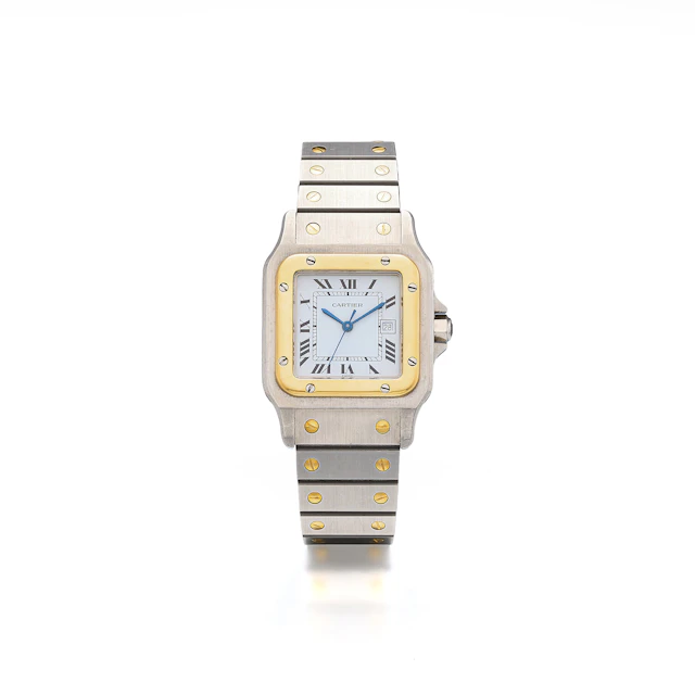 A Gold and Stainless Steel 'Santos' Wristwatch, Ref. 2961, Cartier