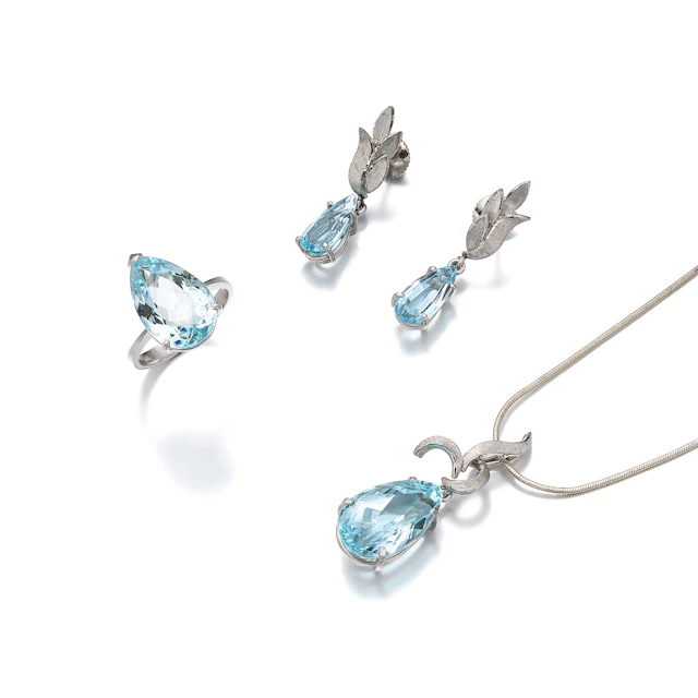 Aquamarine and White Gold Jewels