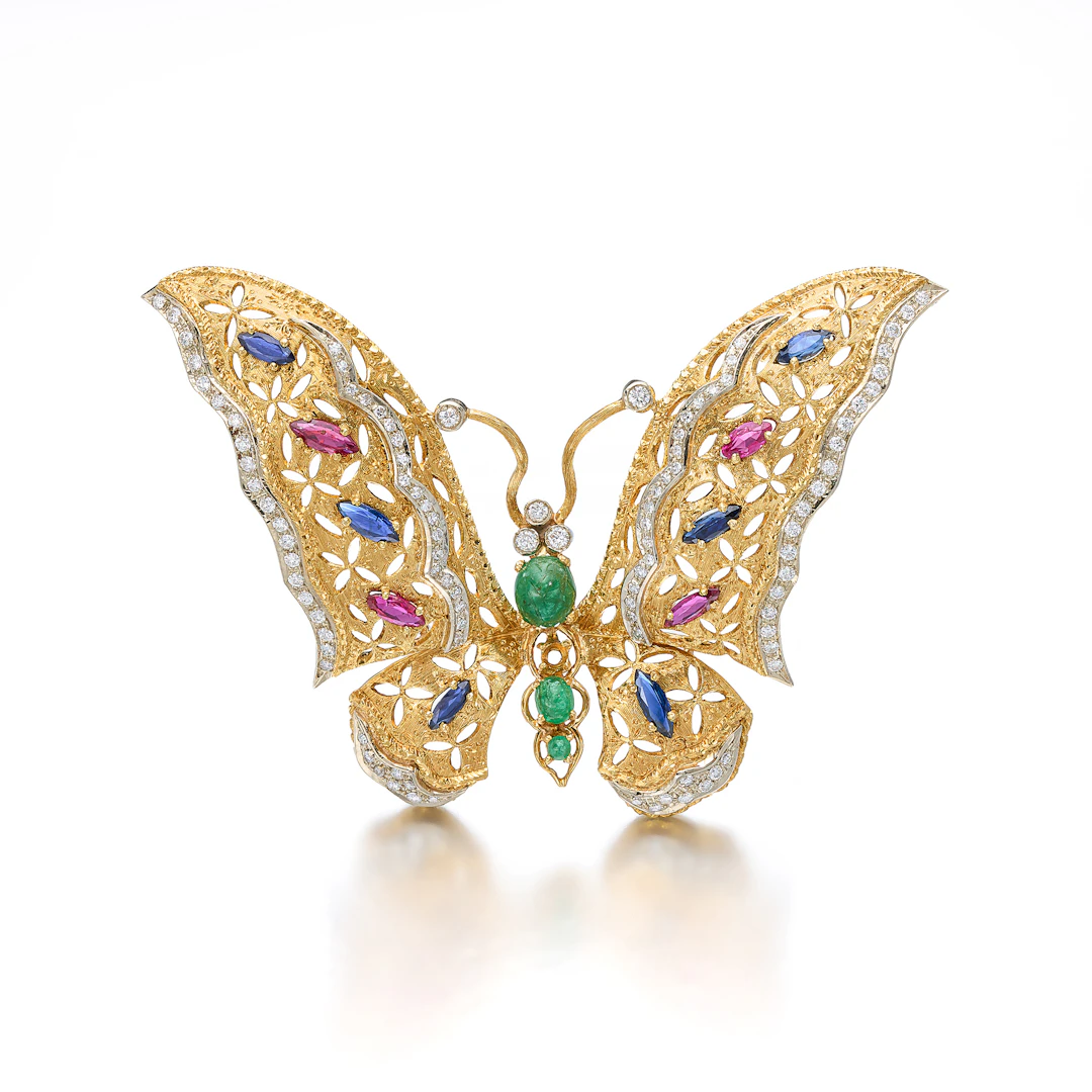 A Multi-Gem, Diamond and Gold Pendant Necklace